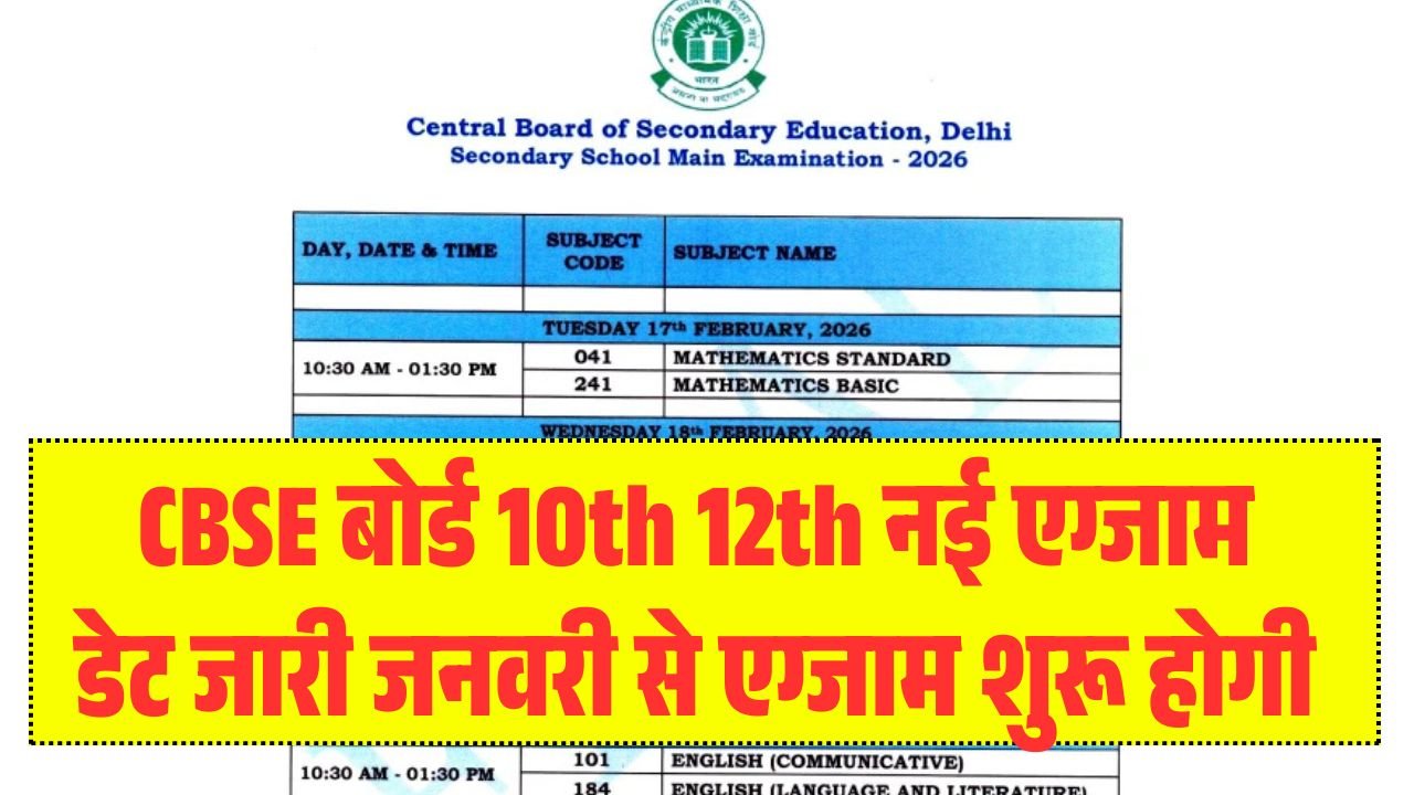 CBSE Board Exam 2026 New Exam Date